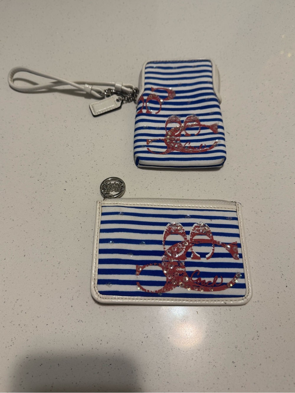 💯 Auth Coach nautical poppy wallet set